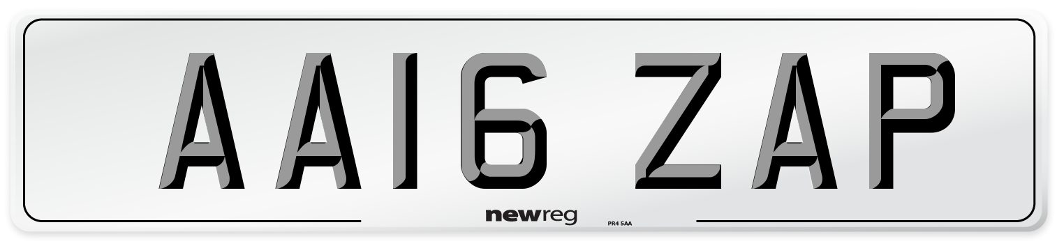 AA16 ZAP Number Plate from New Reg